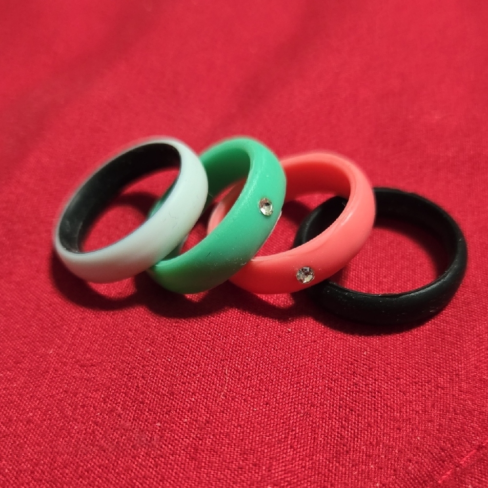 Colorful Silicone Rings Set Sz 7